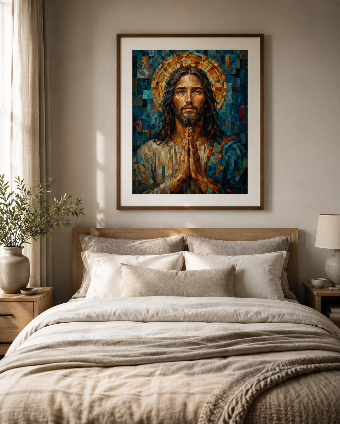 Quadro Cristo em Oração em Mosaico