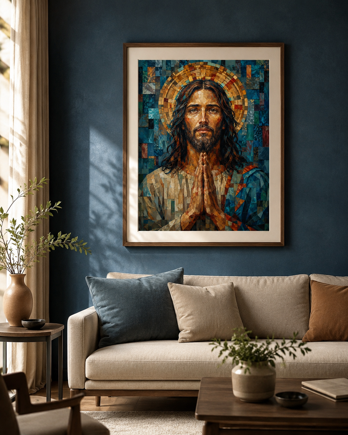 Quadro Cristo em Oração em Mosaico