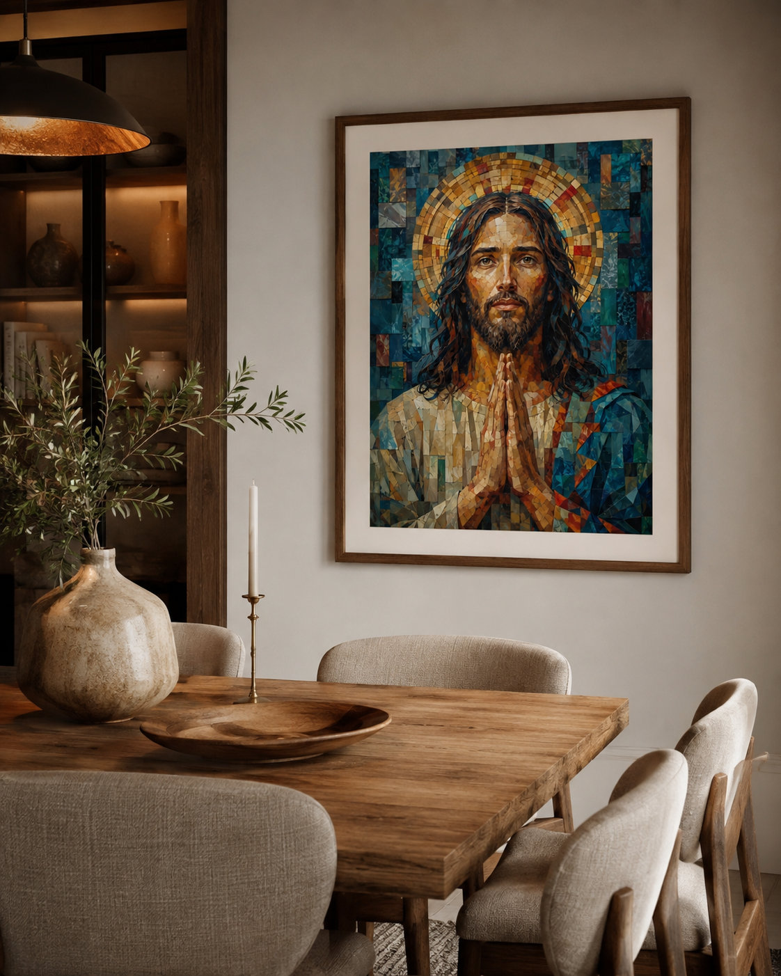 Quadro Cristo em Oração em Mosaico