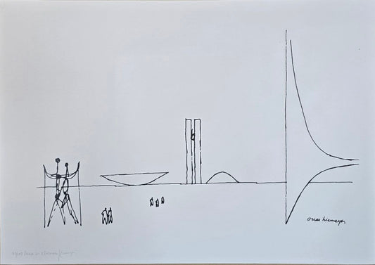 Gravura assinada praça 3 poderes Oscar Niemeyer 07/100 50x70