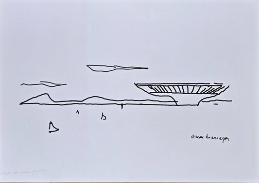 Gravura assinada Mac. Niteroi Oscar Niemeyer 02/100 50x70