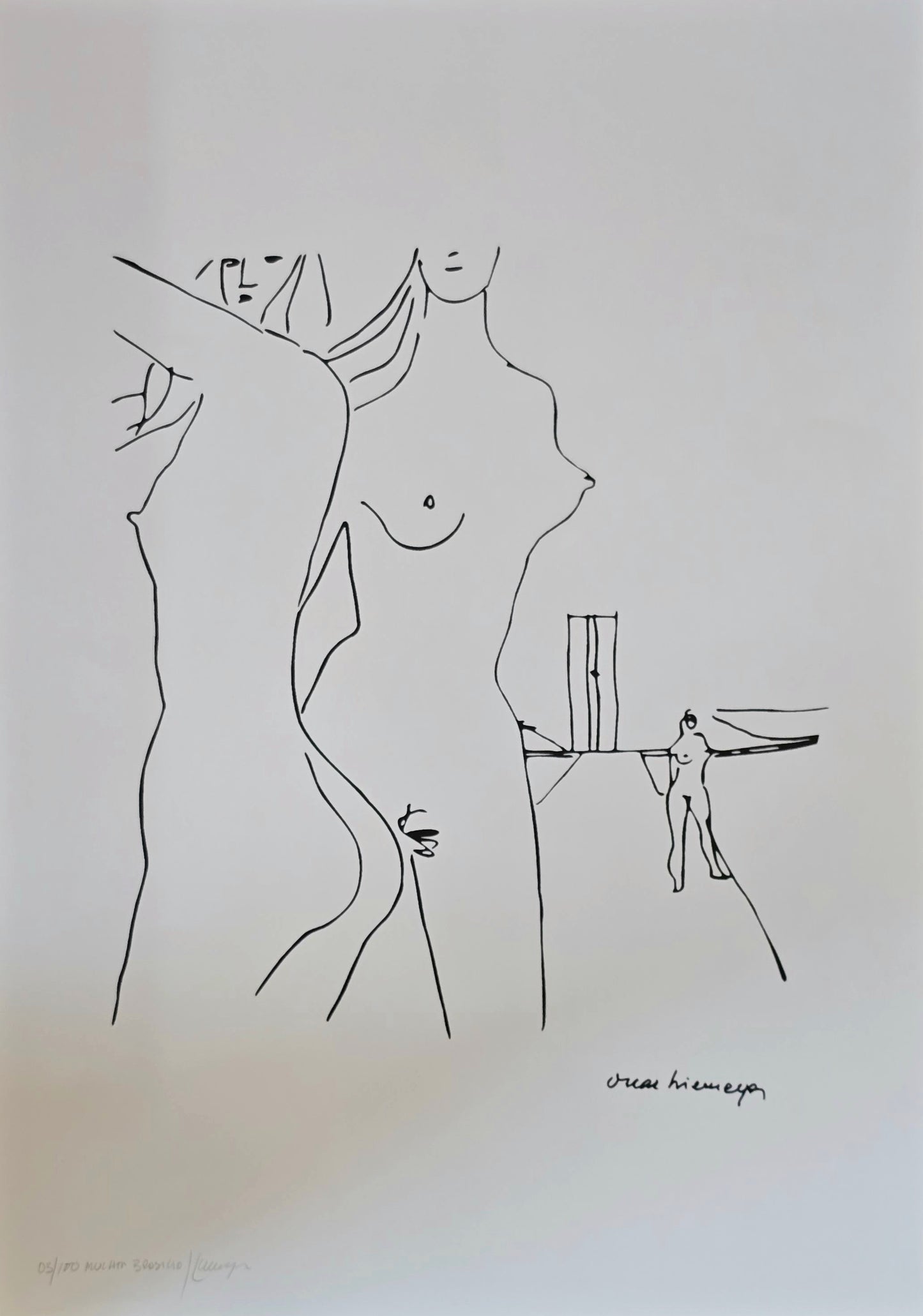 Gravura assinada mulher Brasília  Oscar Niemeyer 03/100 50x70