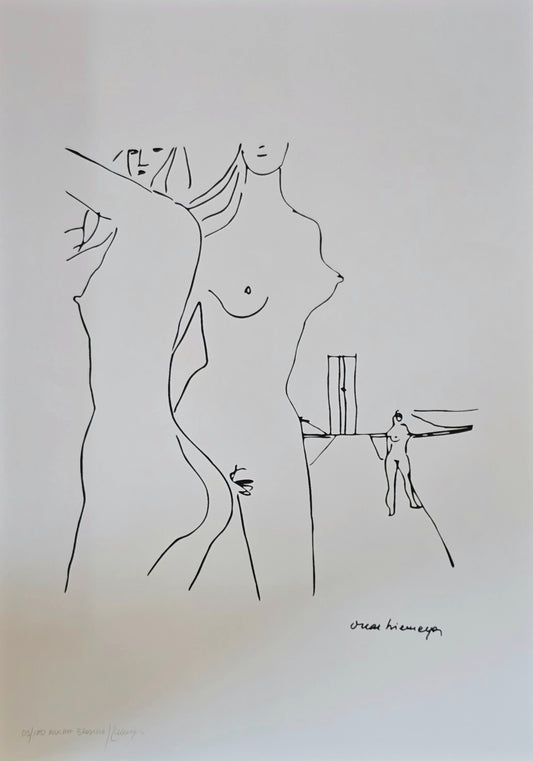 Gravura assinada mulher Brasília  Oscar Niemeyer 03/100 50x70