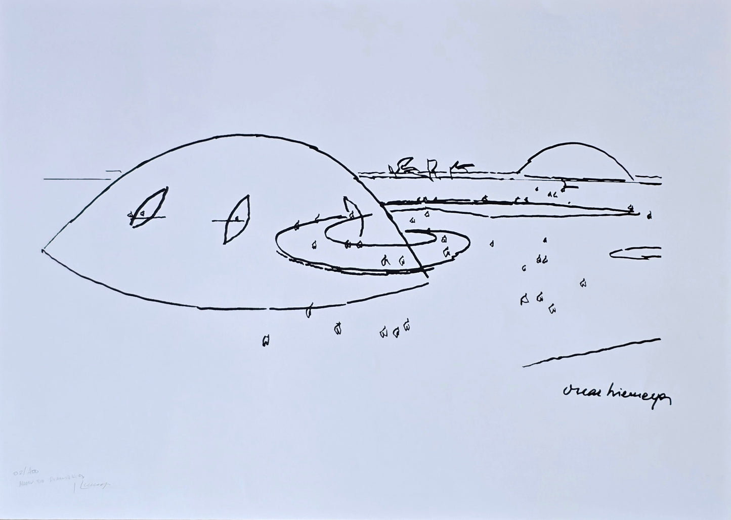 Gravura assinada museu da republica  Oscar Niemeyer 02/100 50x70