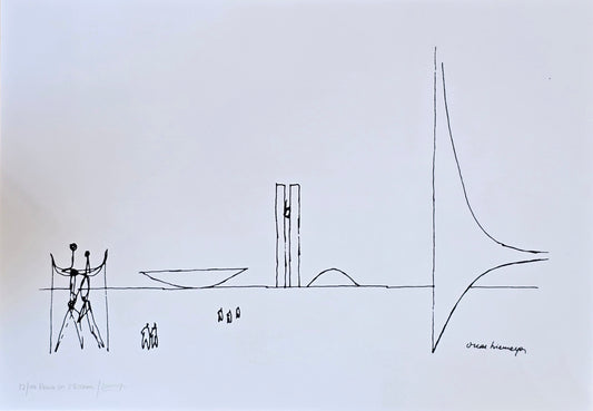 Gravura assinada Praça dos Três Poderes Oscar Niemeyer 12/100 50x70