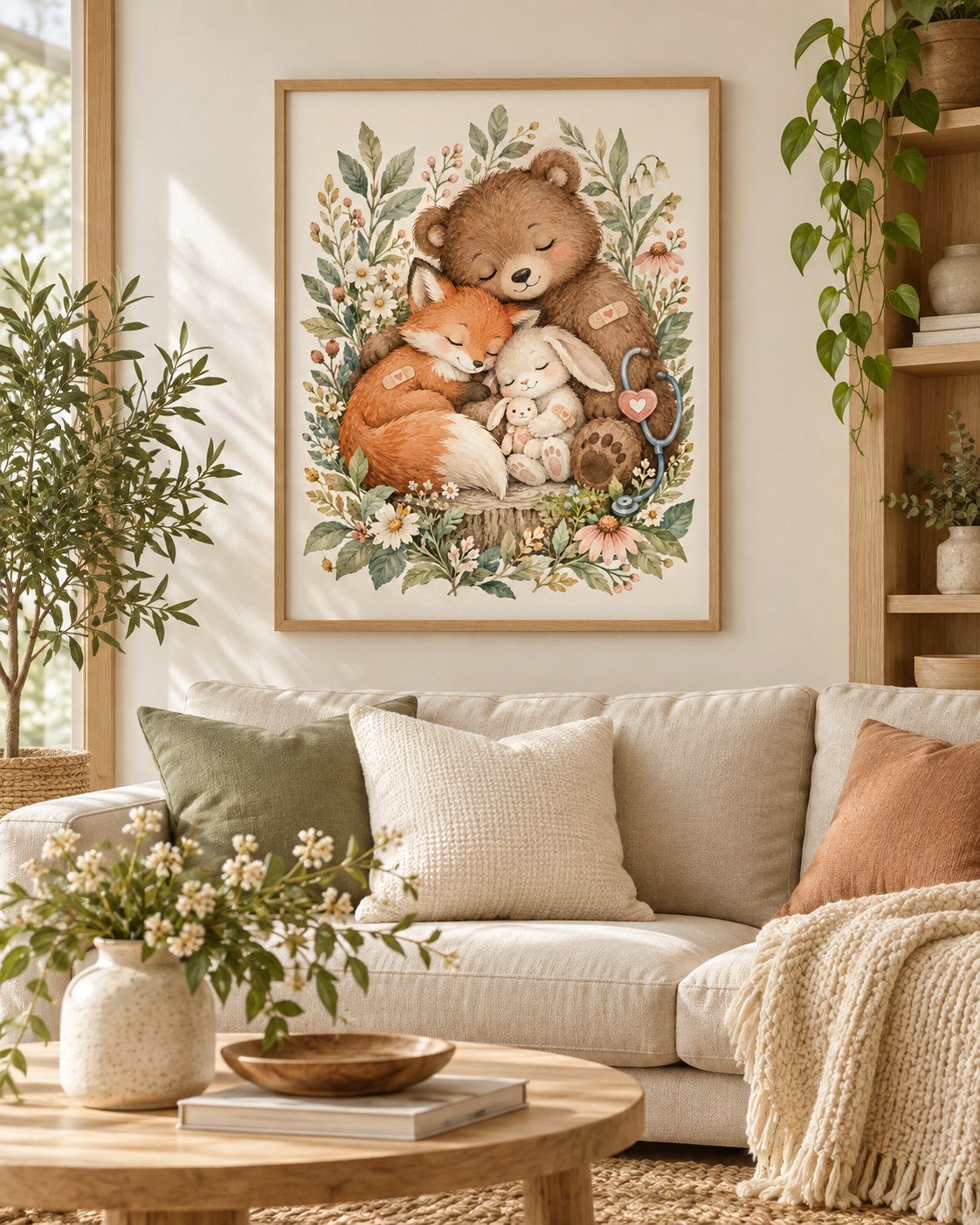 Quadro Ursinho, Raposa e Coelho