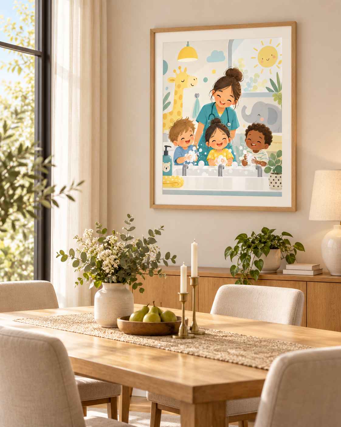 Quadro Pediatria Infantil em Momento de Higiene