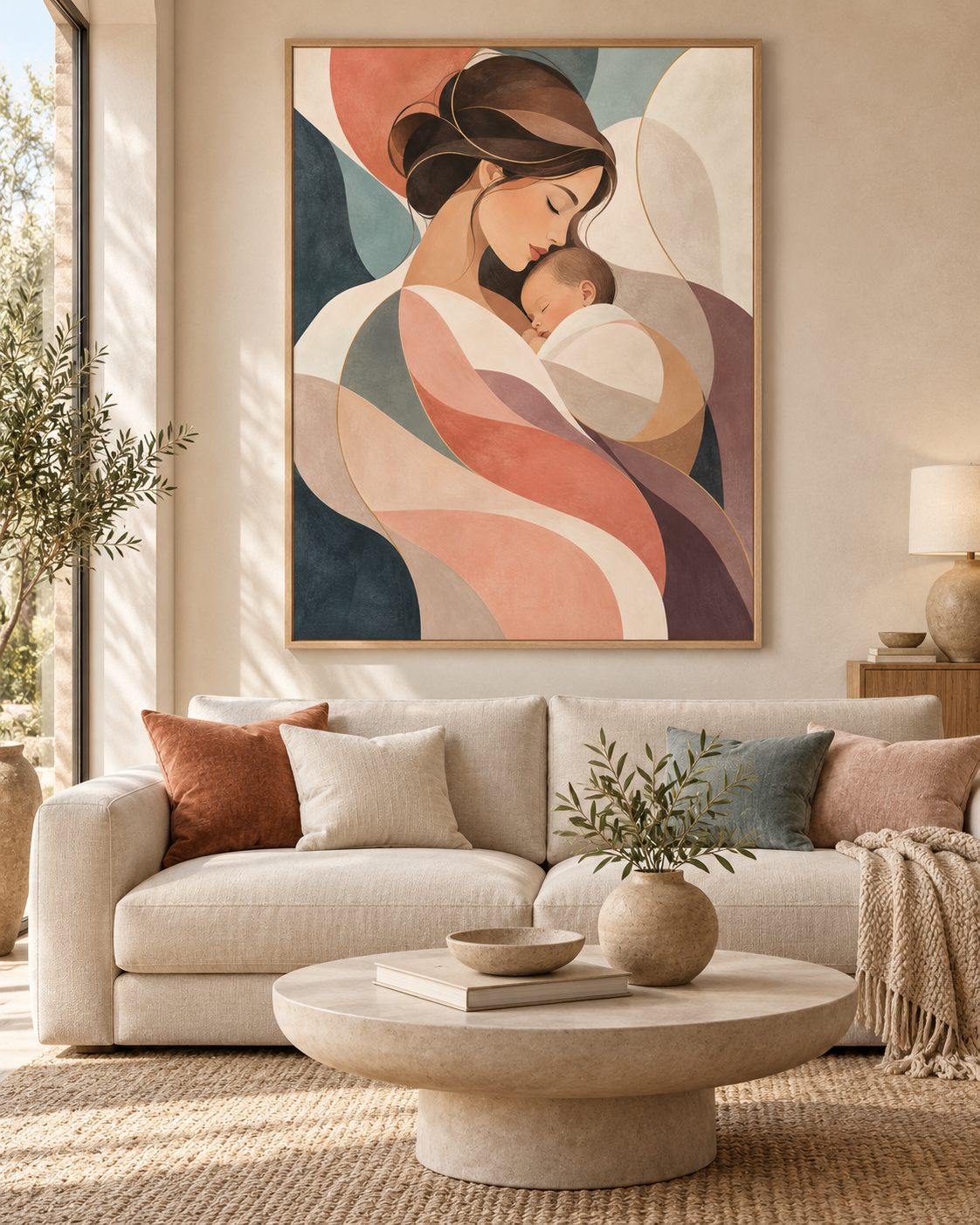 Quadro Maternidade com Mãe e Bebê