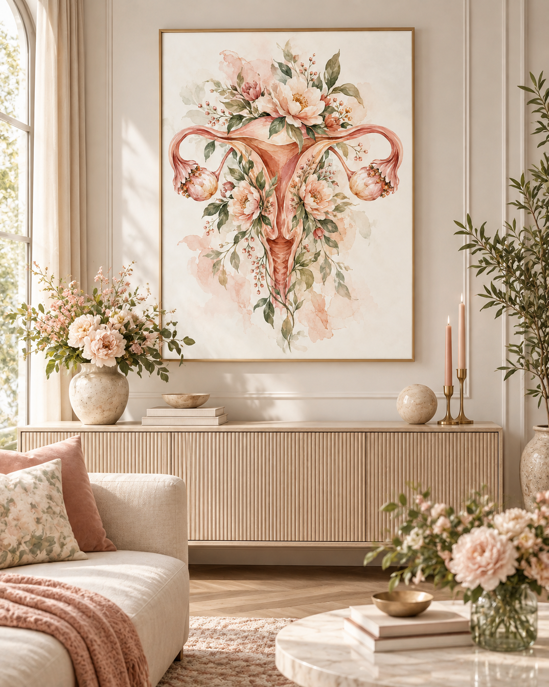 Quadro Anatomia do Útero com Flores