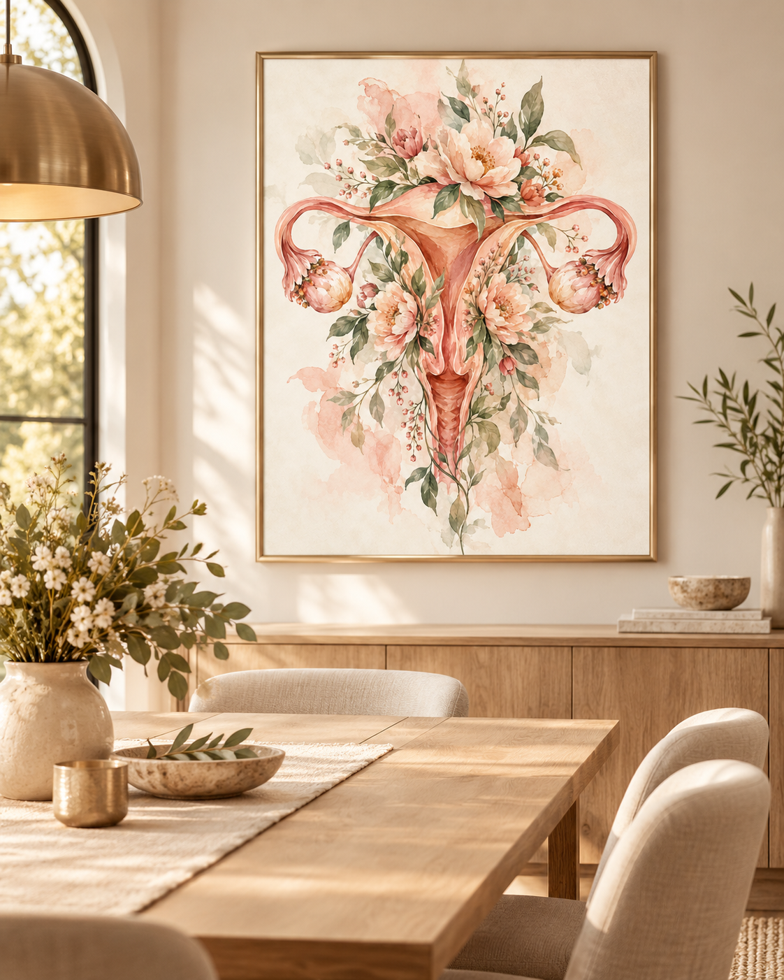 Quadro Anatomia do Útero com Flores