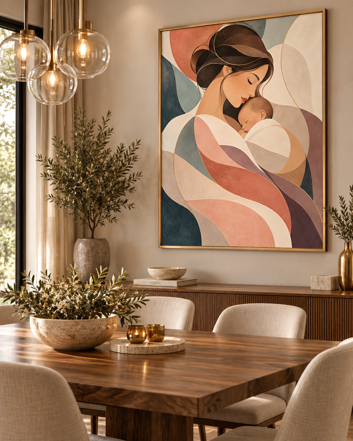 Quadro Maternidade com Mãe e Bebê