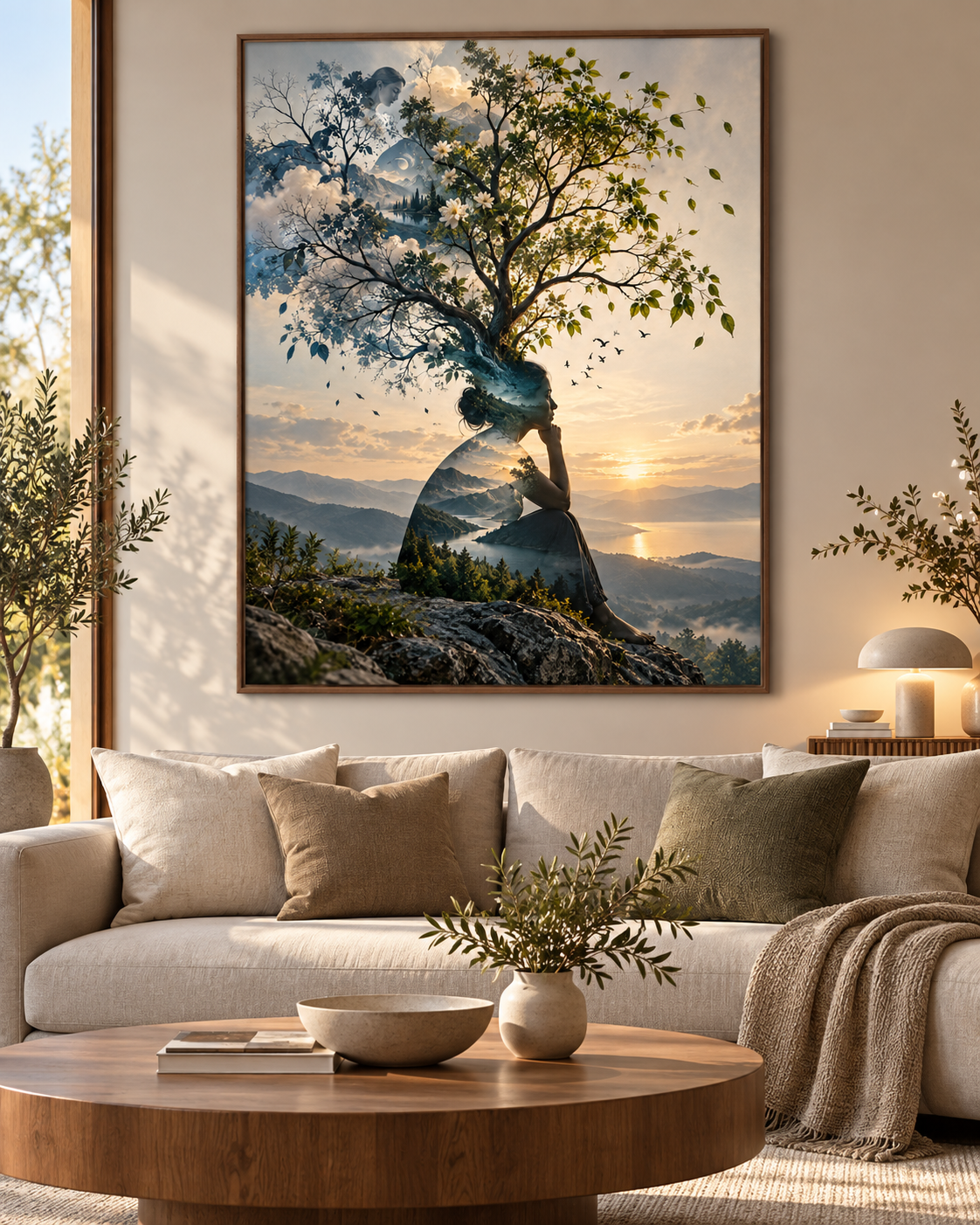 Quadro Mulher em Harmonia com a Natureza