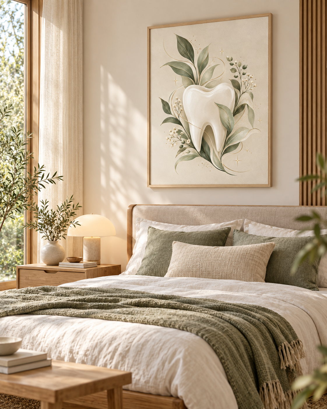 Quadro Dente com Folhagens Naturais