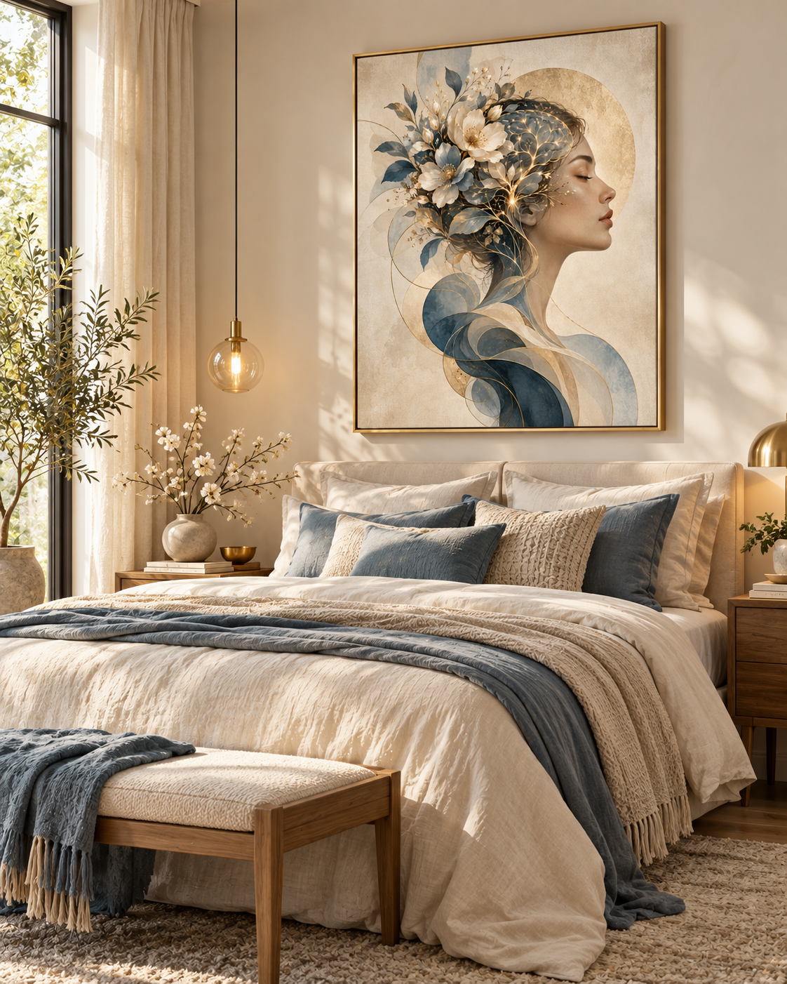 Quadro Mulher Botânica com Flores