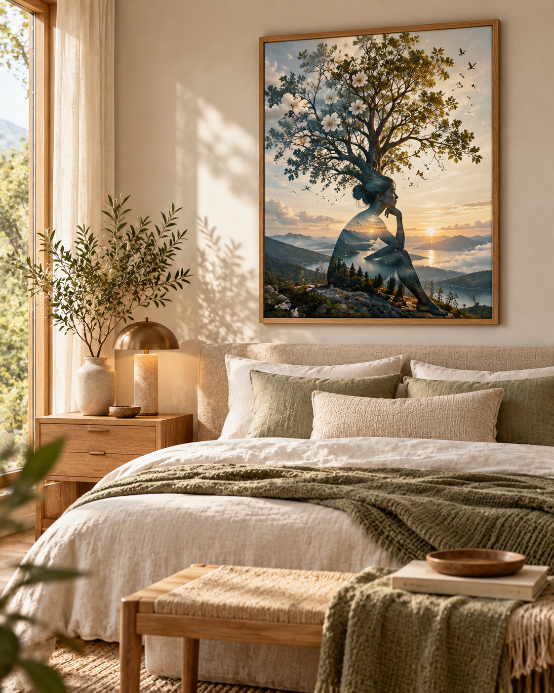 Quadro Mulher em Harmonia com a Natureza