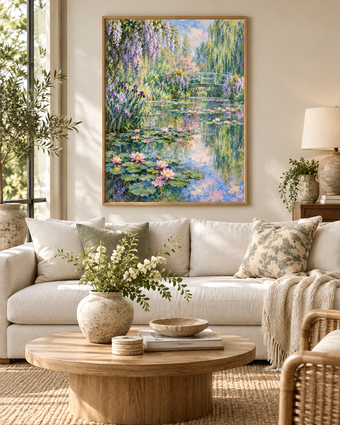 Quadro Jardim de Monet com Ponte Japonesa e Lago de Lírios