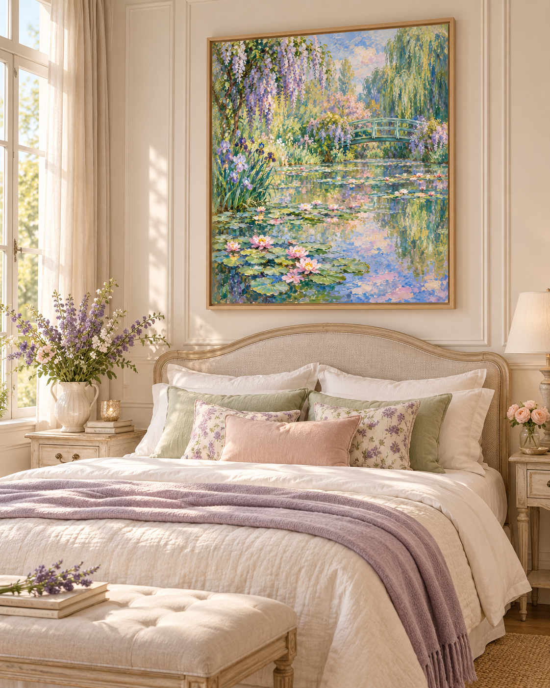 Quadro Jardim de Monet com Ponte Japonesa e Lago de Lírios