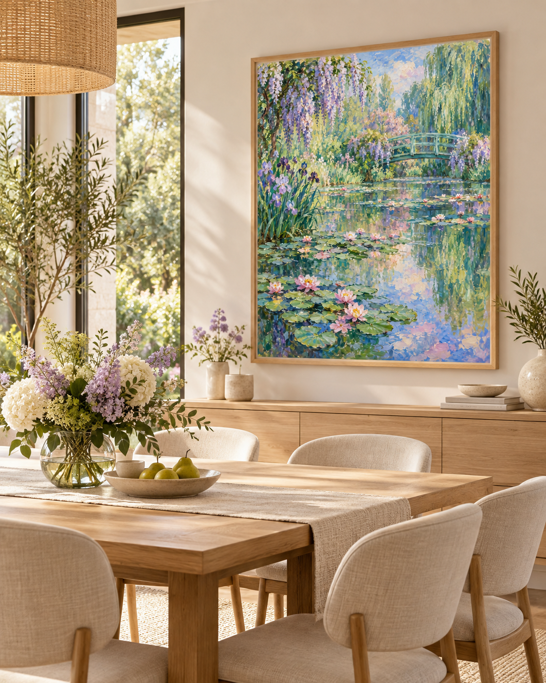 Quadro Jardim de Monet com Ponte Japonesa e Lago de Lírios
