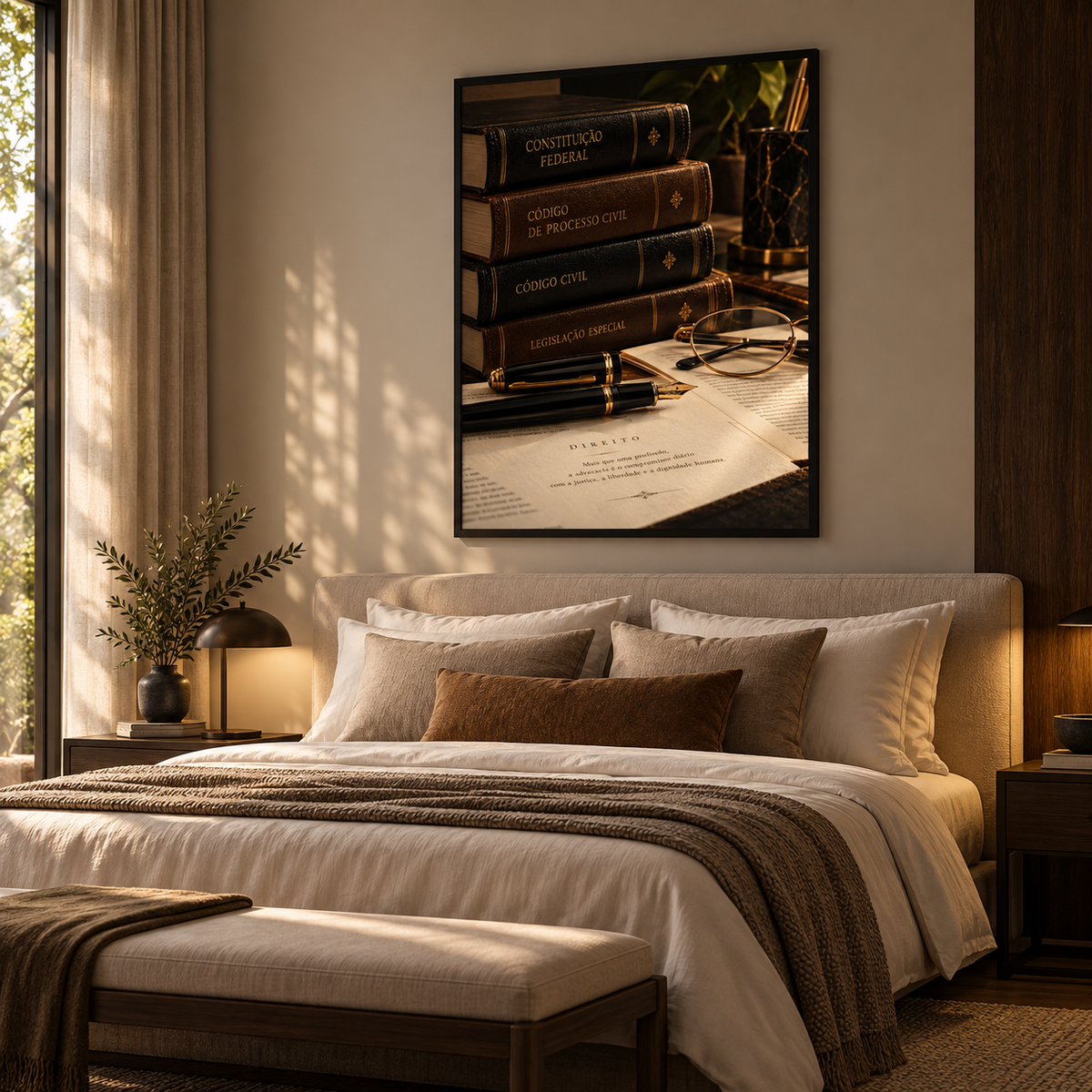Quadro Livros Jurídicos e Elegância Clássica