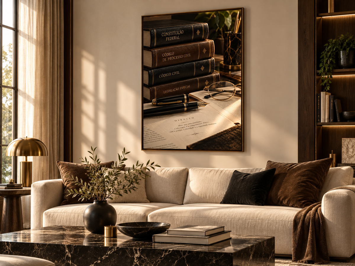 Quadro Livros Jurídicos e Elegância Clássica