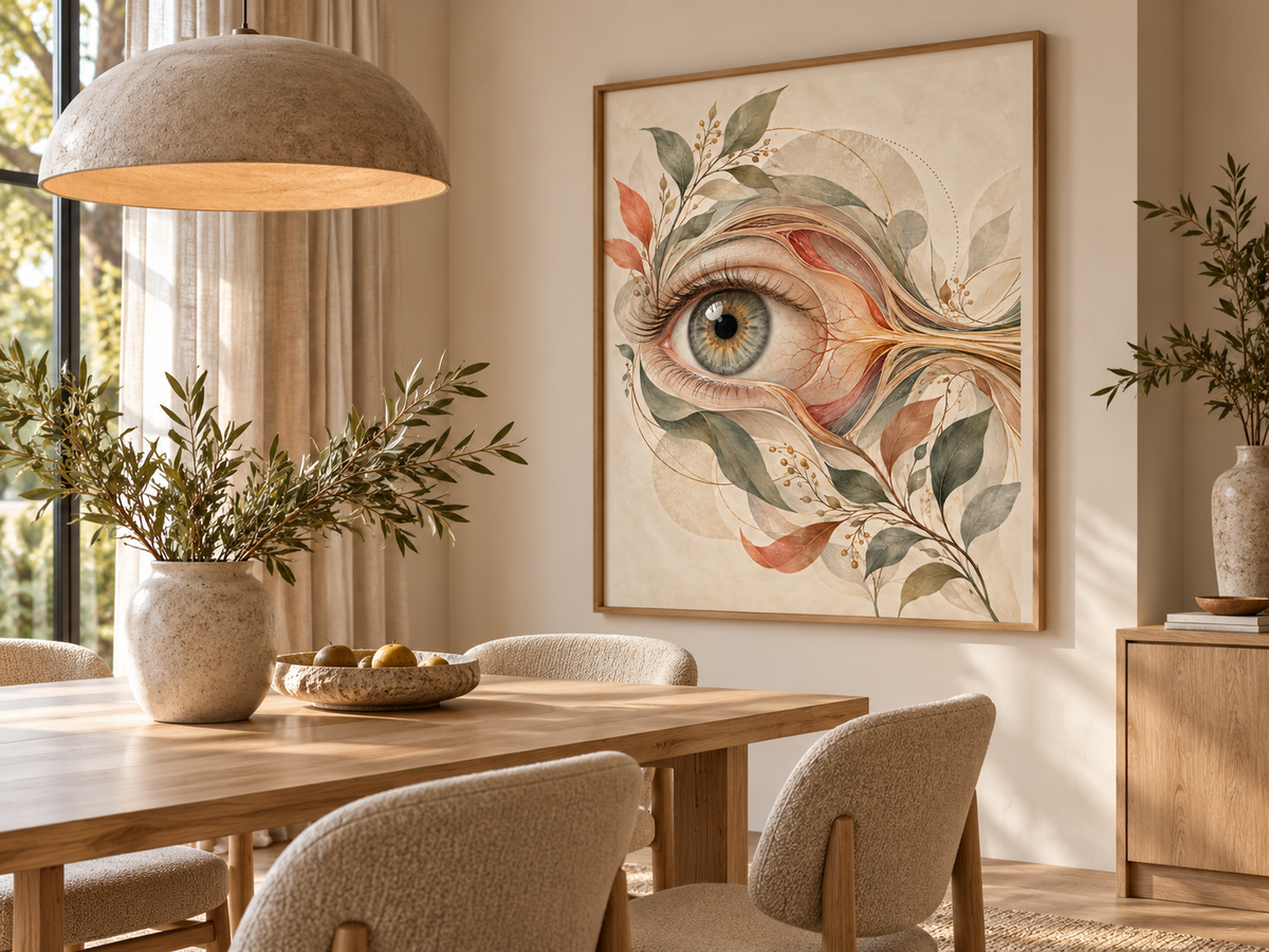 Quadro Anatomia do Olho com Folhagens