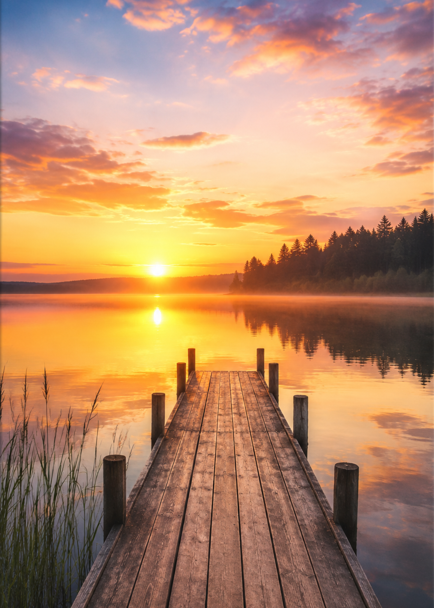 Quadro Píer no Lago ao Pôr do Sol
