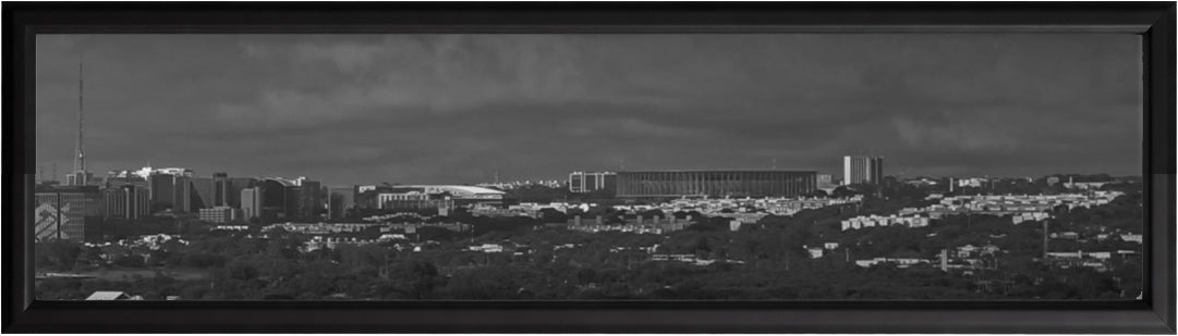 Quadro Pronto Bruno Castro Brasília Panorâmica3 Série BSB P&B 103X33
