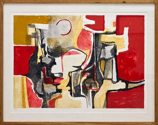 Quadro Burle Marx com Gravura Assinada Original – Vermelho – 61x79 cm
