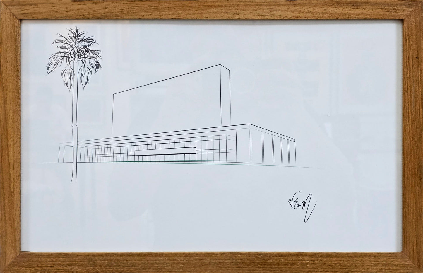 Quadro pronto com gravura assinada Kai Mishima - Palácio do Buriti  43x28  -
