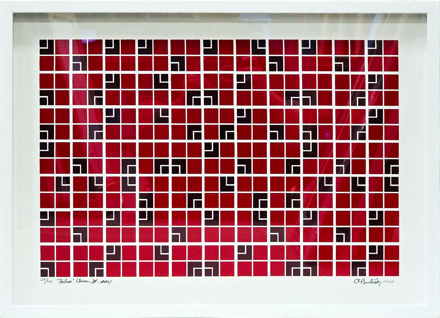 Quadro pronto com gravura assinada Athos Bulcão - Trilhas  53x73 28/100