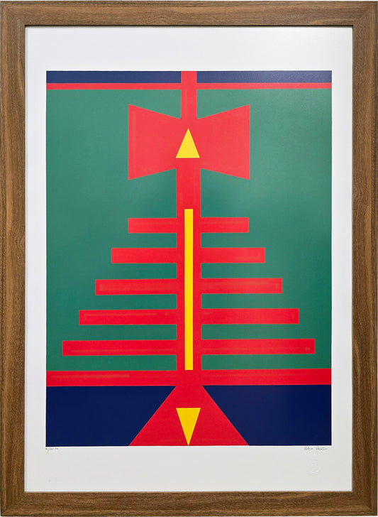 Quadro Rubem Valentim Pronto Verde, Amarelo, Vermelho e Azul Geométrico 109x79 cm 74/100