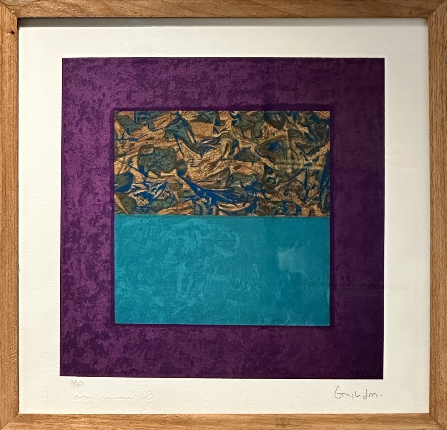 Quadro Gonçalo Ivo Abstrato Pronto com Gravura Assinanada - 36,5X36,5 3/50