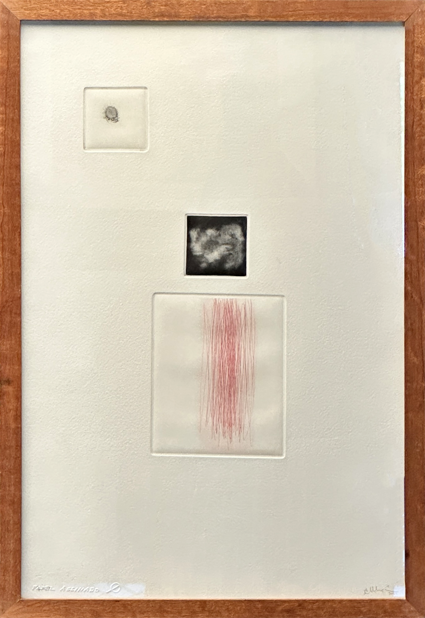 Quadro Pronto com Gravura Assinada - Tela abstrato vermelho (Carla Chaim) 47x31,5 7/40