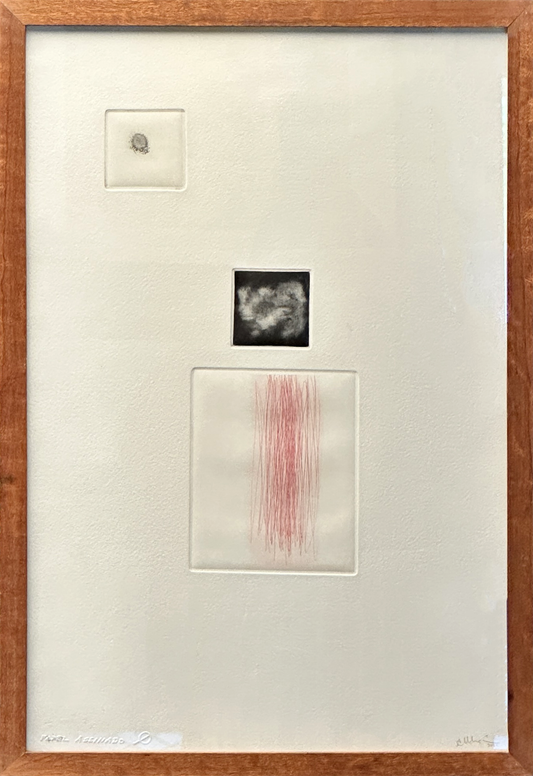 Quadro Pronto com Gravura Assinada - Tela abstrato vermelho (Carla Chaim) 74x31,5 7/40