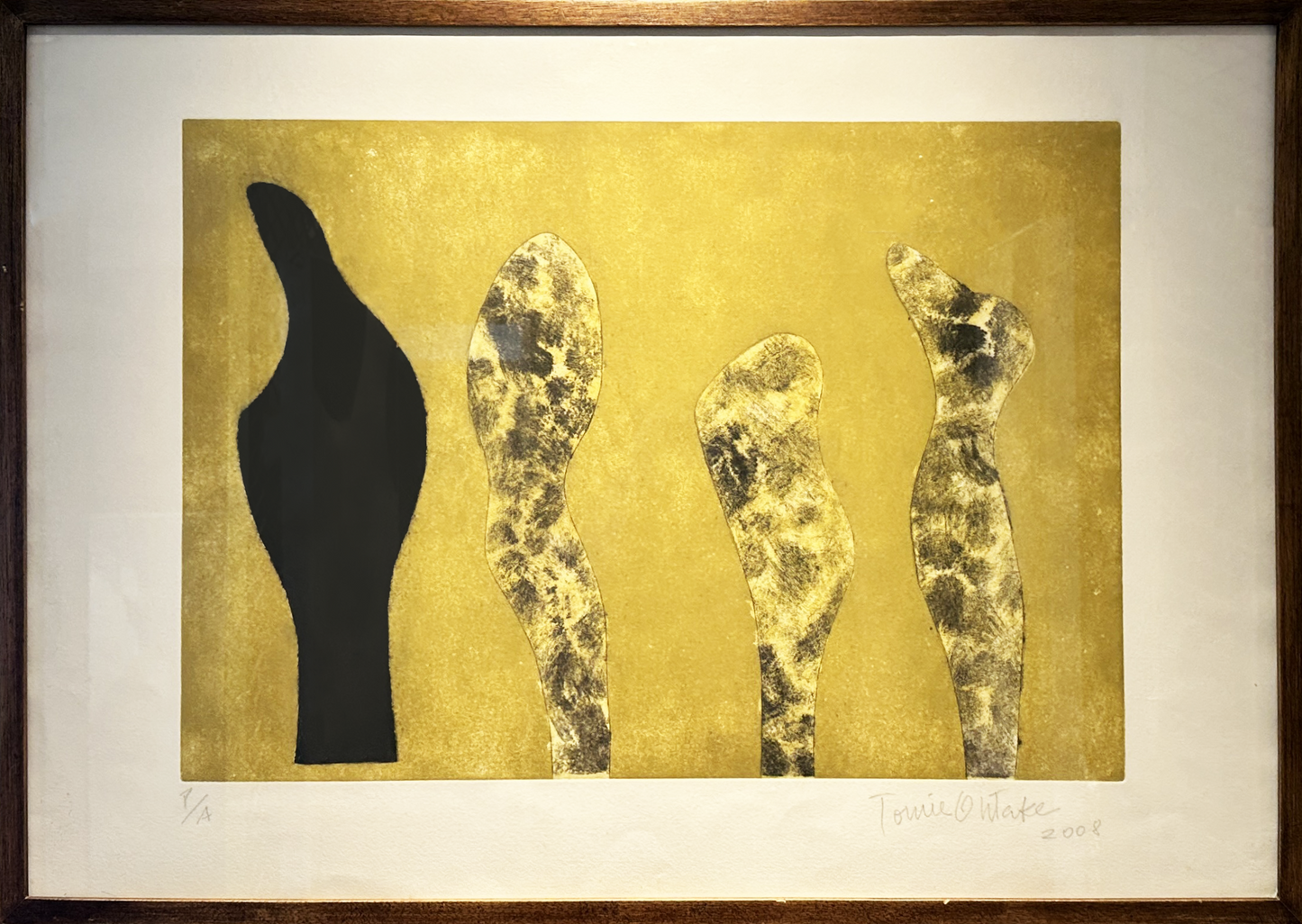 Quadro Pronto com Gravura Assinada P.A. Tomie Ohtake 54x76 cm
