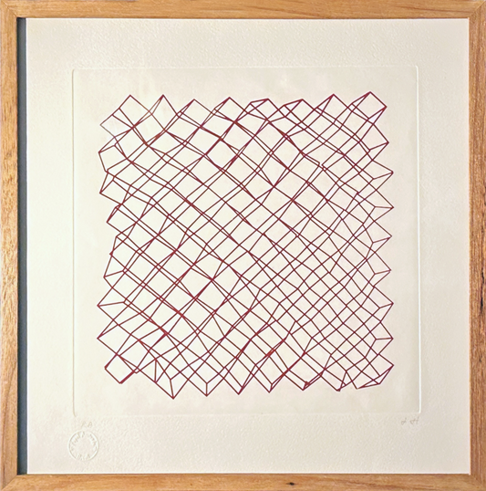 Quadro Pronto com Gravura Assinada - Geométricos (Luiz Hermano) 42x42 PA