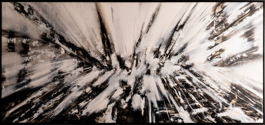 Quadro pronto (ORIGINAL) - Tela abstrata preto e branco (Ehdduardo & Nelyvania) 153X73