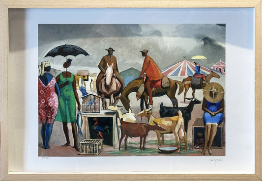 Quadro pronto (ORIGINAL) - Tela homens de chapéu à cavalo de (CARYBÉ) 32X45