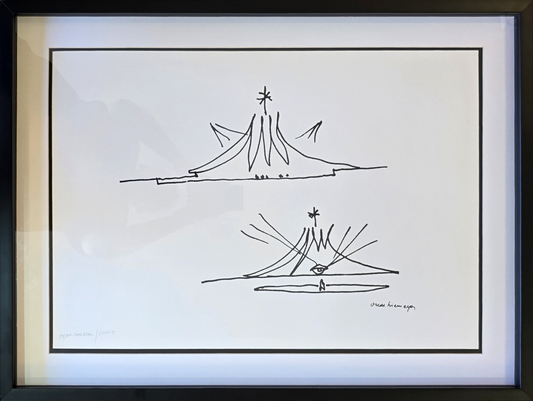 Quadro Pronto com Gravura Assinada - Catedral - (Oscar Niemeyer)  63,4x84 01/100
