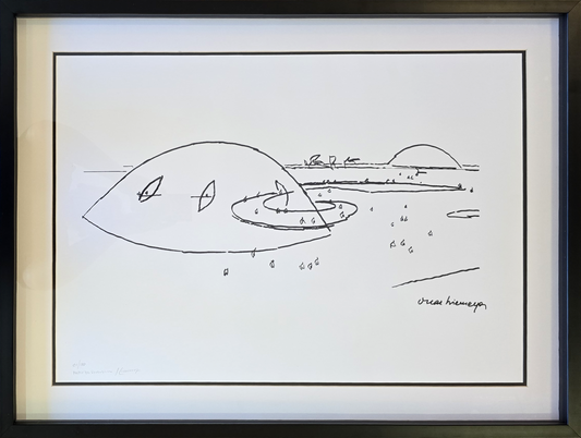 Quadro Pronto com Gravura Assinada - Tela Museu da República - (Oscar Niemeyer)  01/100 63,5x84