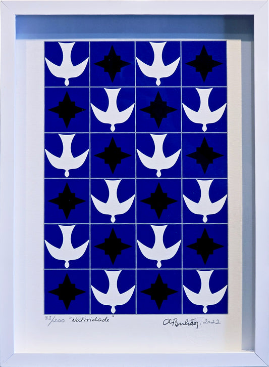 Quadro Pronto com Gravura Assinada - Tela Igrejinha pequena - (Athos Bulcão)  37x27 83/200