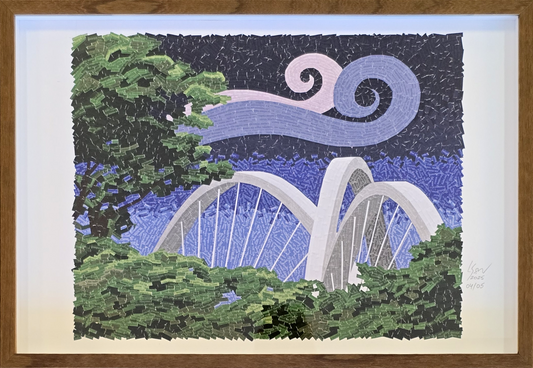 Quadro pronto com gravura assinada Ponte JK Ratão 04/05 50x34