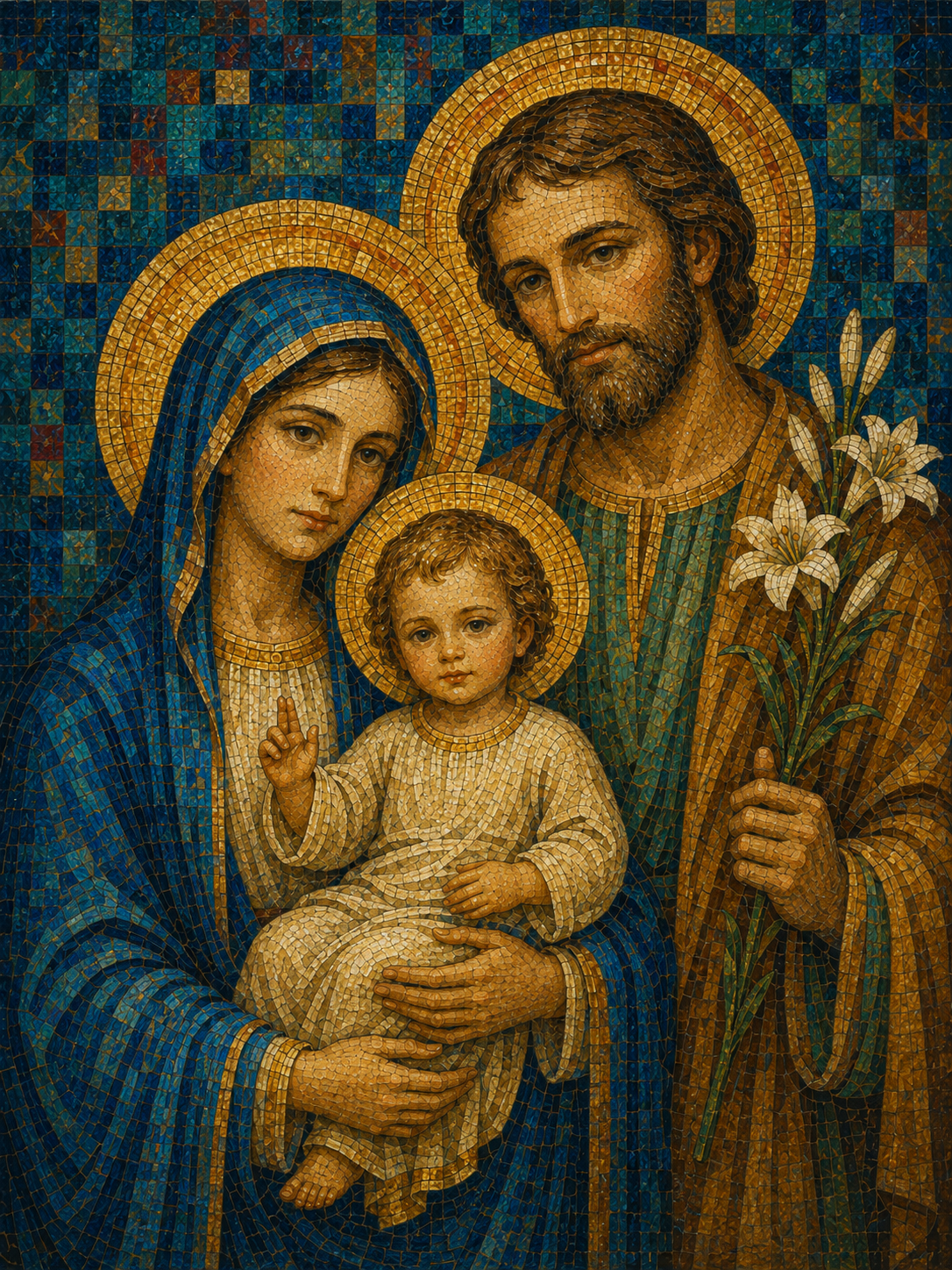 Quadro Sagrada Família em Mosaico