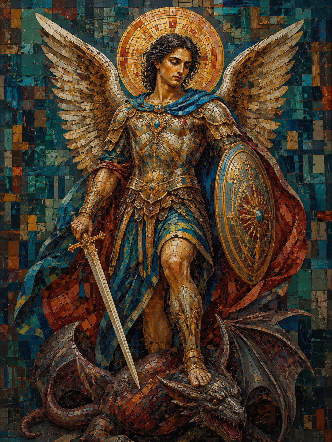 Quadro São Miguel Arcanjo em Mosaico