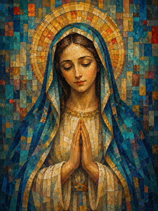 Quadro Virgem Maria em Oração em Mosaico
