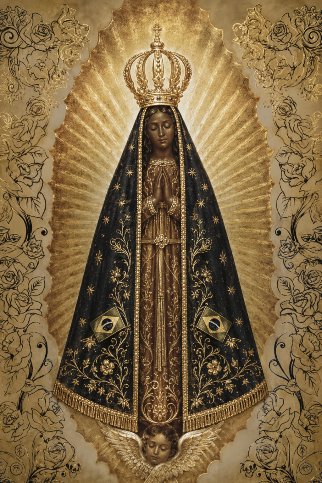 Quadro Nossa Senhora Aparecida em Dourado