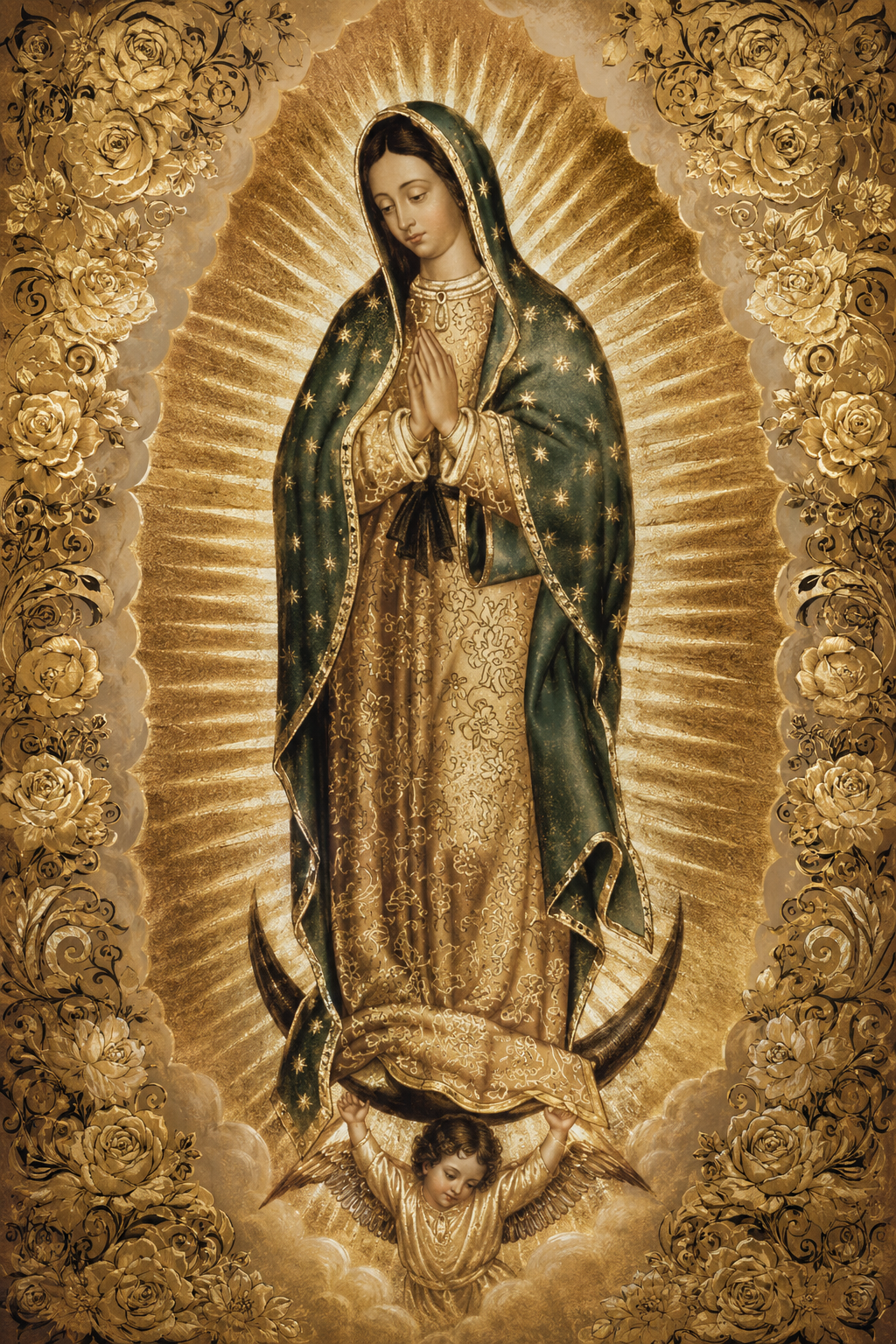 Quadro Nossa Senhora de Guadalupe em Dourado
