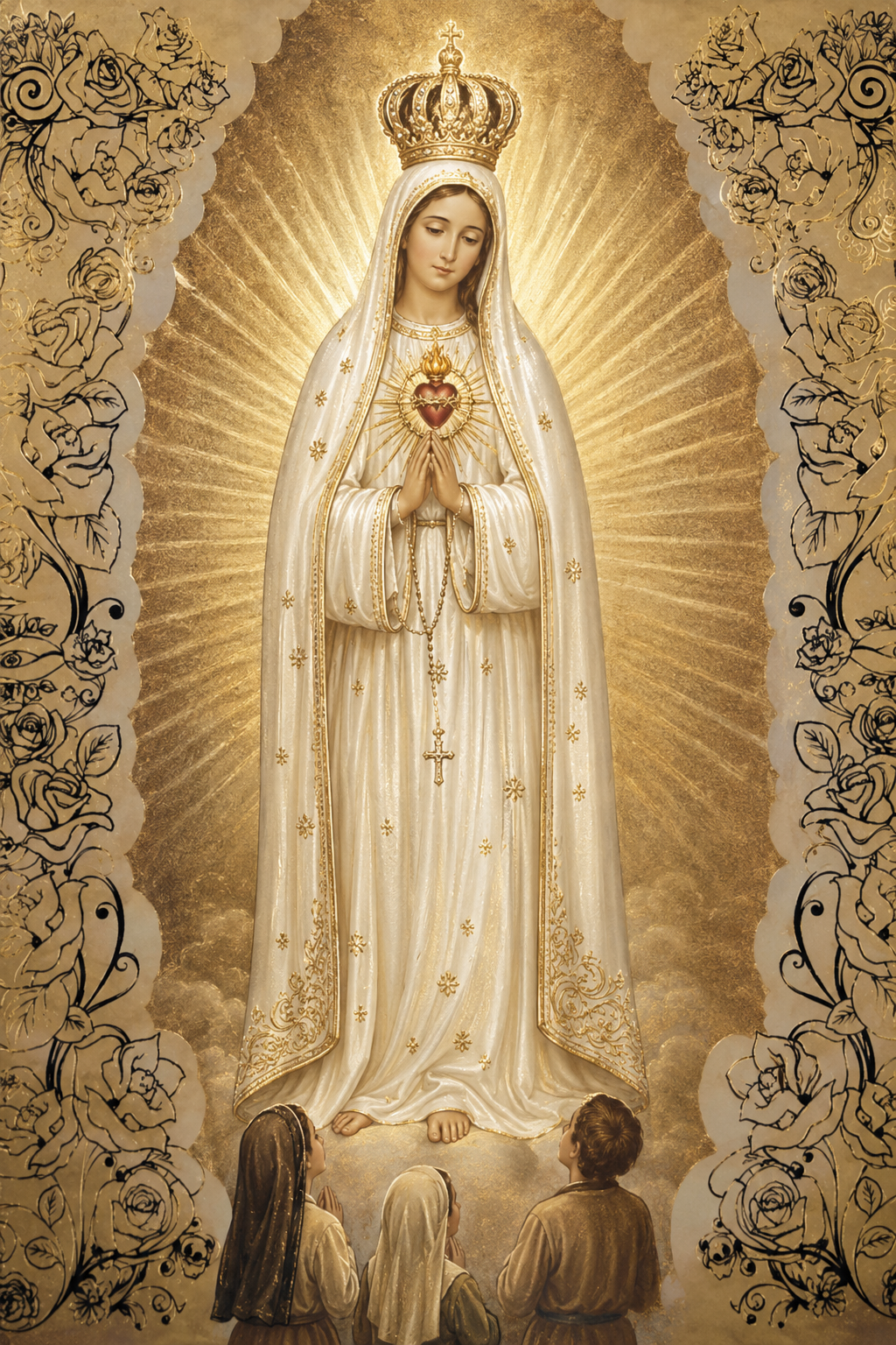 Quadro Nossa Senhora de Fátima em Dourado