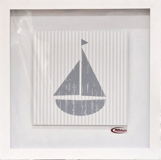 Quadro Intantil O Barquinho 23,5 CM x 23,5 CM Para Decoração